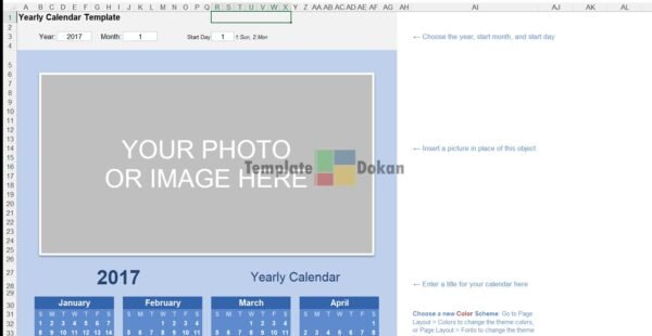 Yearly Photo Calendar Bold Theme